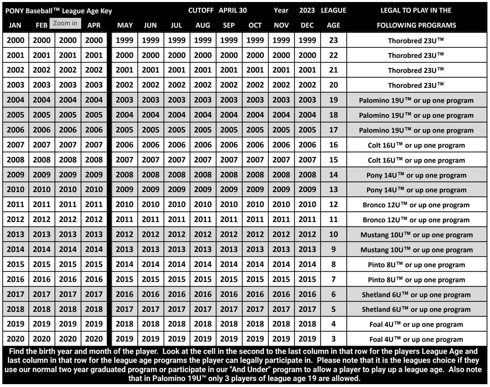 Pinto National Division Rules