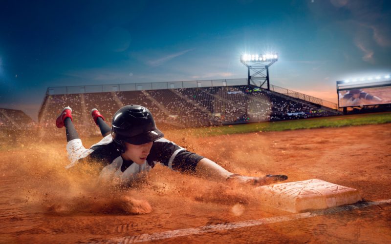 Baseball,Player,At,Professional,Baseball,Stadium,In,Evening,During,A